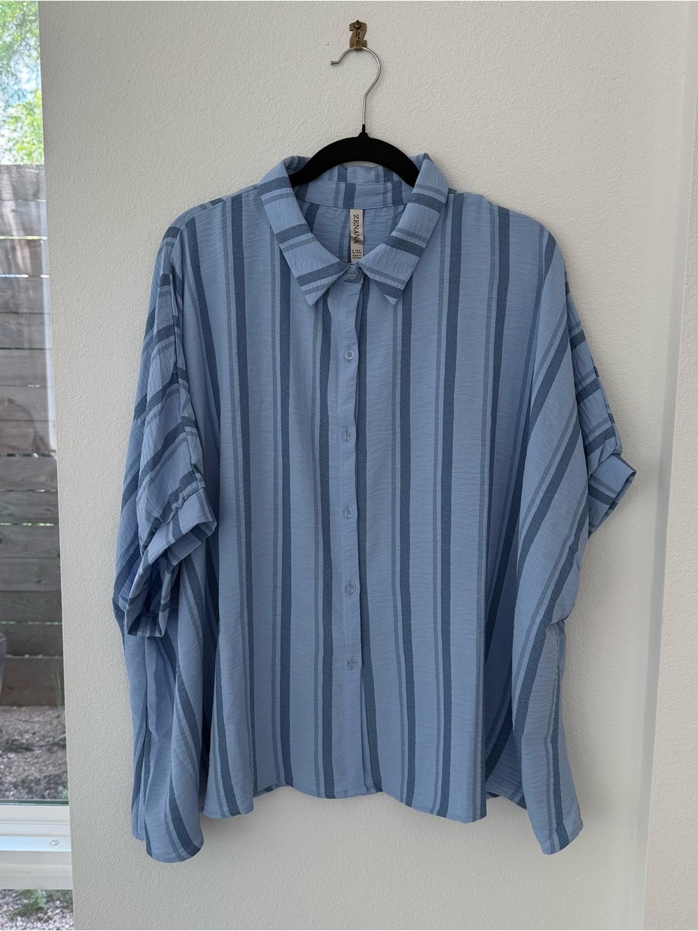 🆕 Zenana Outfitters Blue Striped Button-Down Shirt